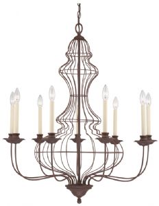 Venezia Antique Bronze 9 Arm Wire Chandelier